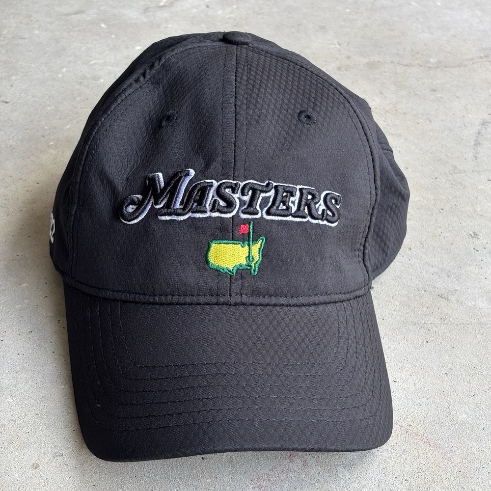 The Masters 2022 Black Hat Ahead Upf 30+ Golf Hook And Loop Strap Cap Scottie